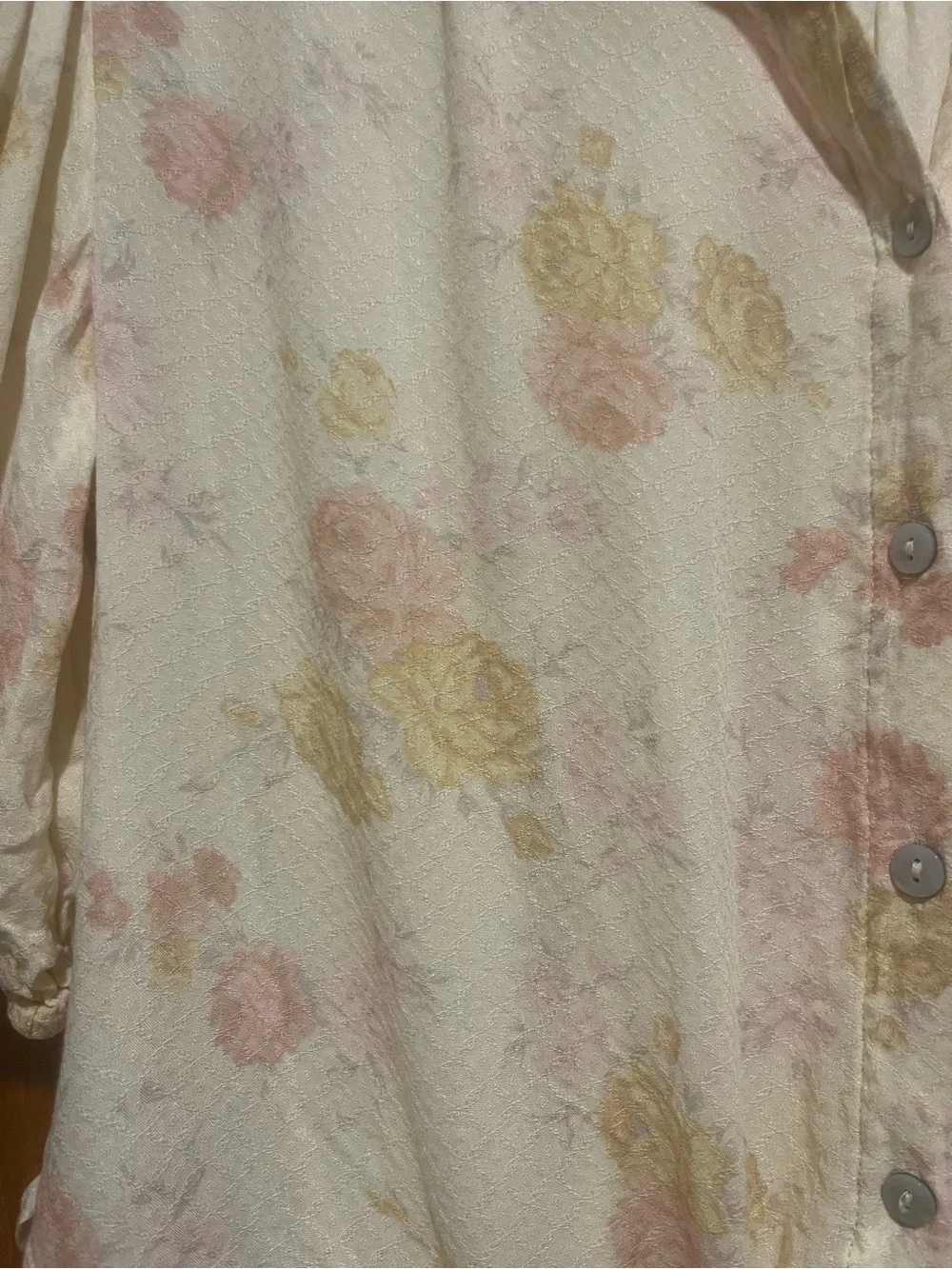 Free People Cream Blouse with Pink & Yellow Floral Print